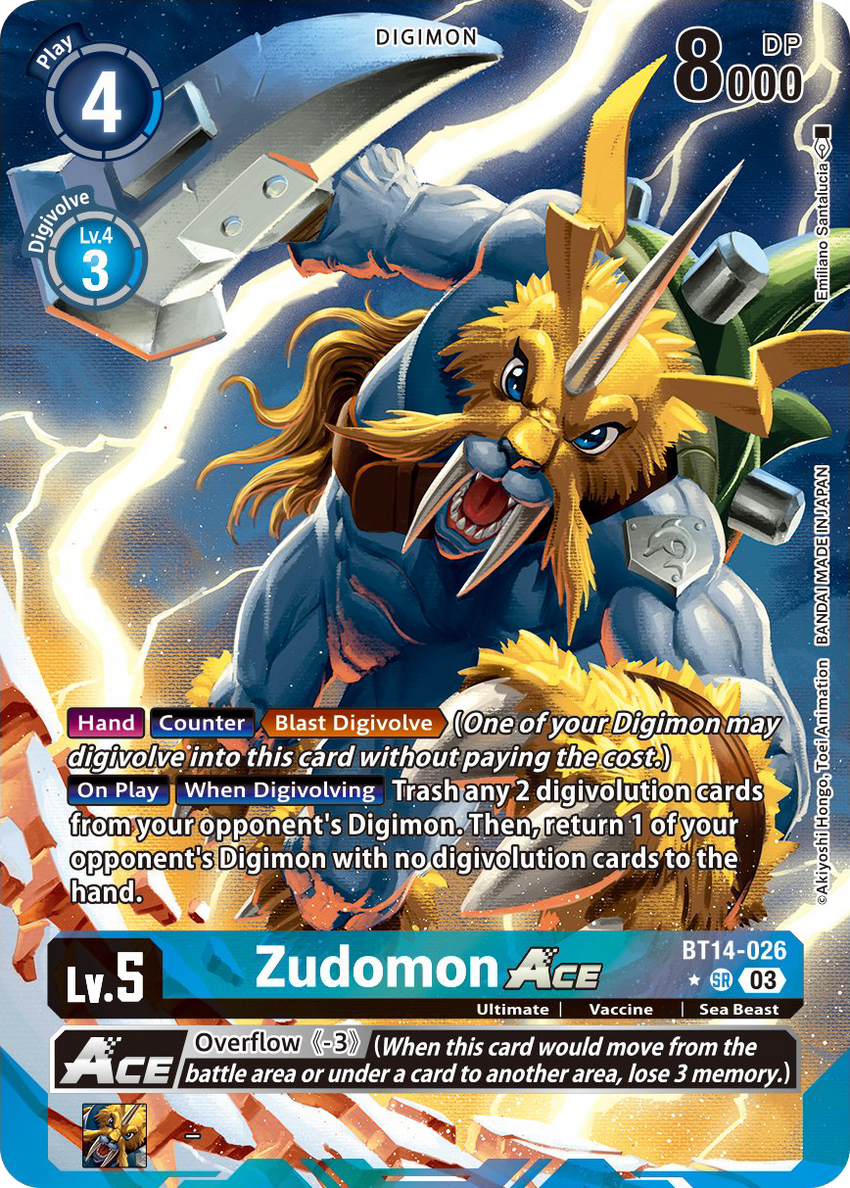 ENGLISH EXCLUSIVE Zudomon ACE BT14-026 - SR Alternate Art BT14 Blast Ace