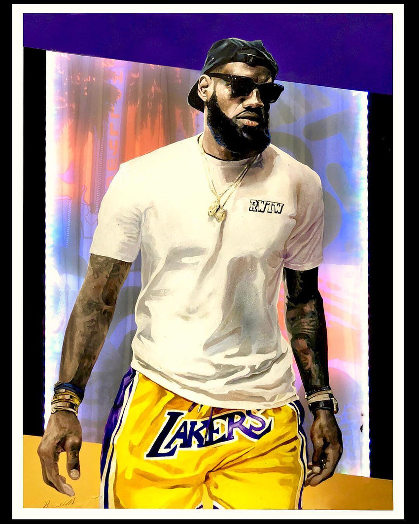 LeBron James “Summer League” Acrylic & Aerosol on Silk Original by Ohnoes-Cherry Collectables