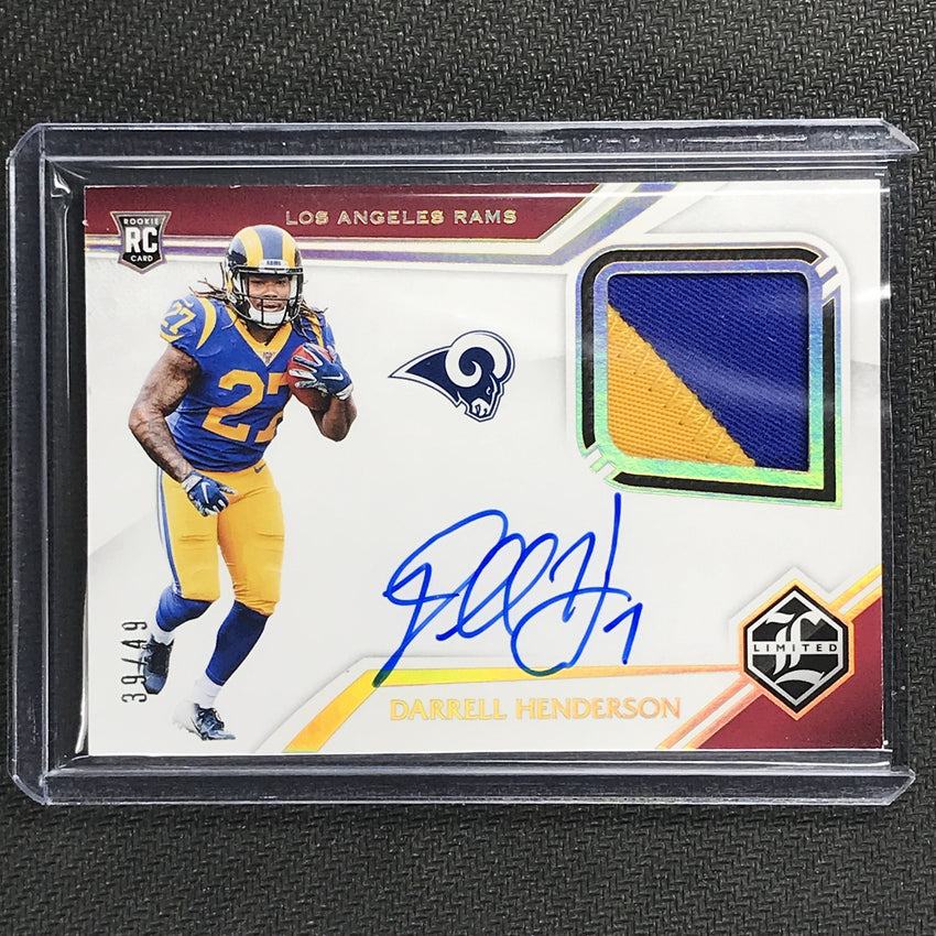 2019 Limited DARRELL HENDERSON Rookie Patch Auto 39/49-Cherry Collectables