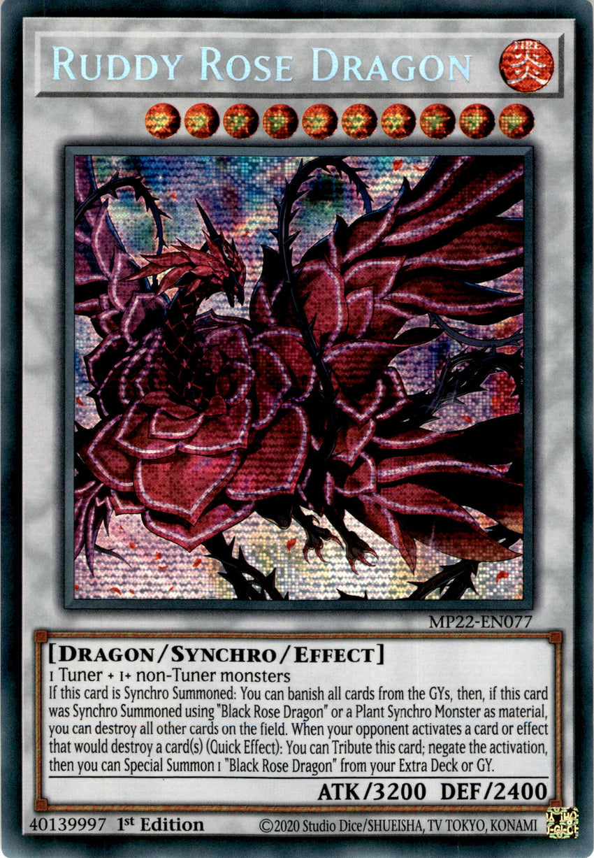 Ruddy Rose Dragon - MP22-EN077 - Prismatic Secret Rare 1st Edition
