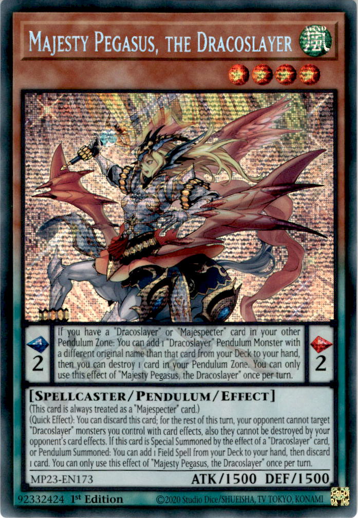 Majesty Pegasus, the Dracoslayer - MP23-EN173 - Secret Rare 1st Edition
