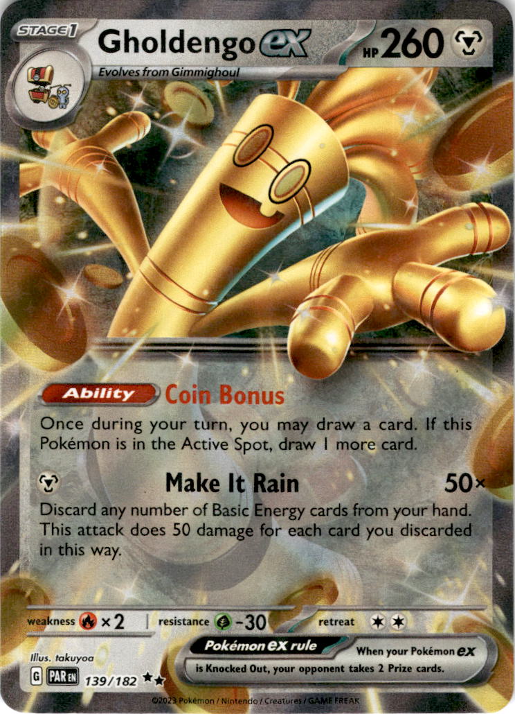 Gholdengo Ex - 139/182 Pokemon Card (Paradox Rift) - Near Mint/Mint Double Rare Gholdengo Ex - 139/182 Pokemon Card (Paradox Rift) - Near Mint/Mint Double Rare