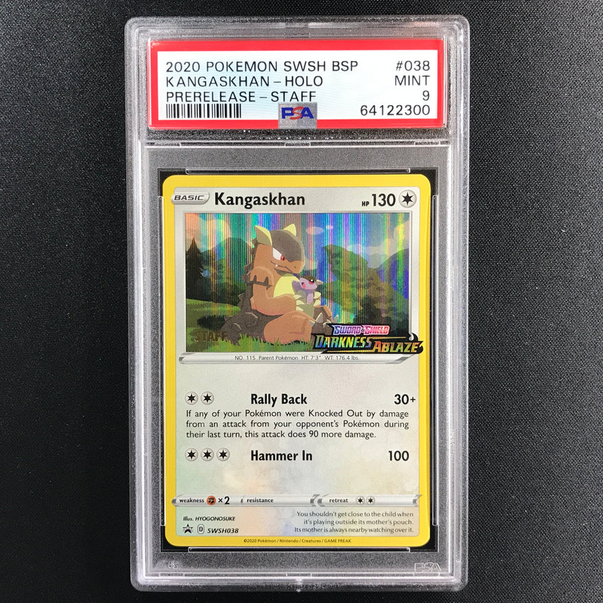 PSA 9 Kangaskhan - SWSH038 - Darkness Ablaze STAFF Prerelease Promo 300