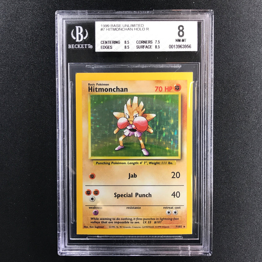 rare hitmonchan pokemon card BGS 8 Hitmonchan - 7/102