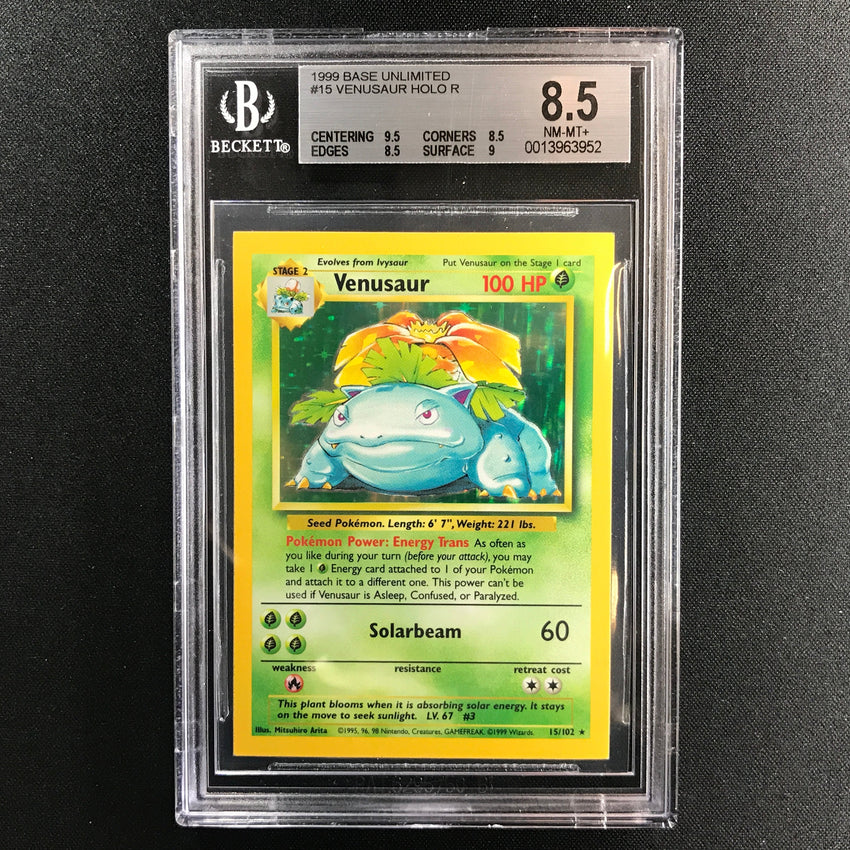 BGS 8.5 Venusaur - 15/102 - Holo Rare Base Set Unlimited Square Cut 952