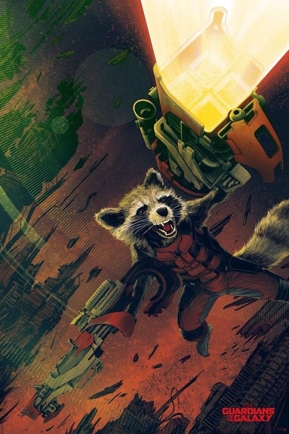 Rocket The Racoon Guardians SDCC Exclusive Mondo Print Variant Signed Tong /150-Cherry Collectables