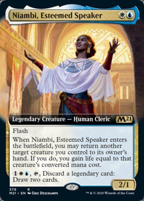 FOIL EXTENDED ART - Niambi, Esteemed Speaker 379 - Core Set 2021-Cherry Collectables