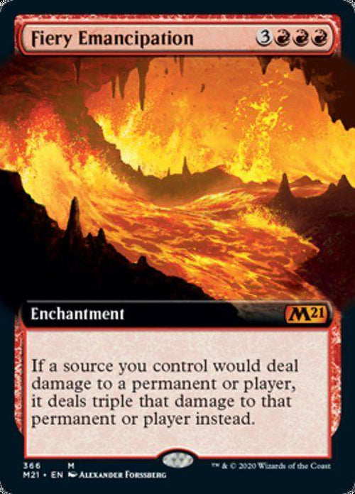 FOIL EXTENDED ART - Fiery Emancipation 366 - Core Set 2021-Cherry Collectables