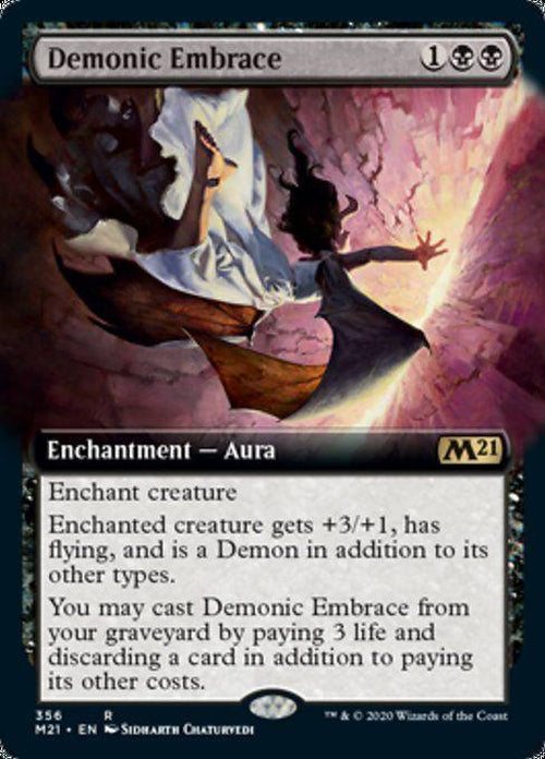 FOIL EXTENDED ART - Demonic Embrace 356 - Core Set 2021-Cherry Collectables