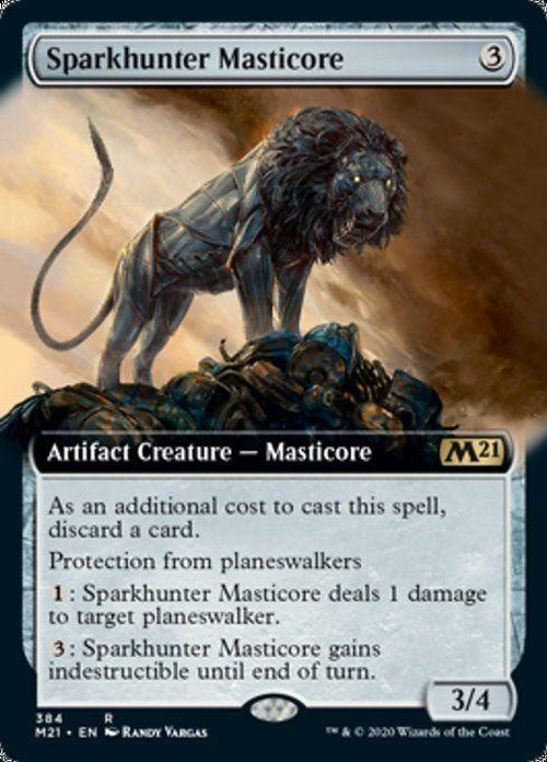 FOIL EXTENDED ART - Sparkhunter Masticore 384 - Core Set 2021-Cherry Collectables