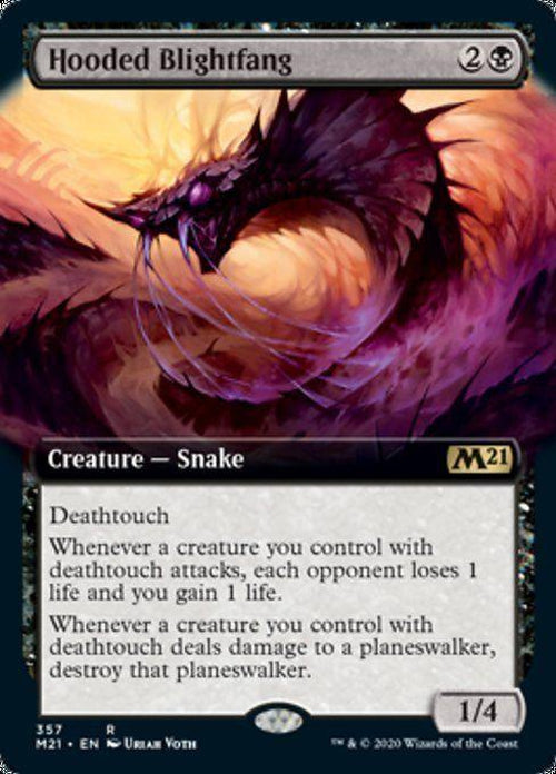 FOIL EXTENDED ART - Hooded Blightfang 357 - Core Set 2021-Cherry Collectables