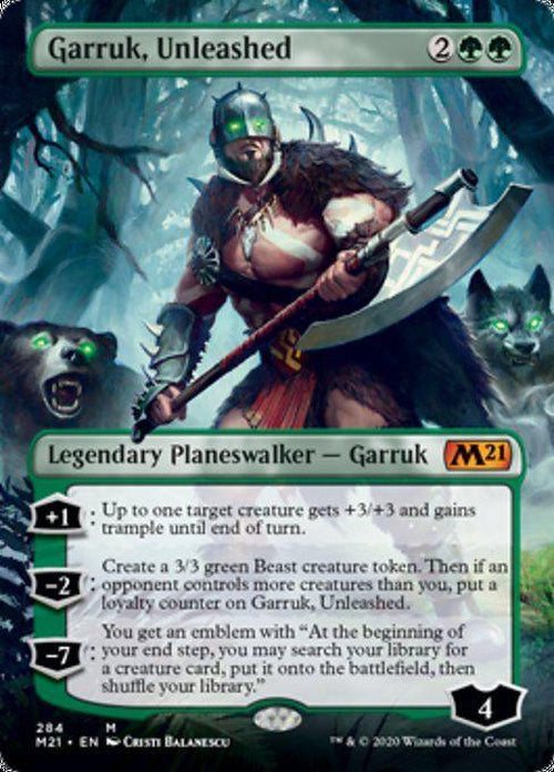 FOIL BORDERLESS - Garruk, Unleashed 284 - Core Set 2021-Cherry Collectables