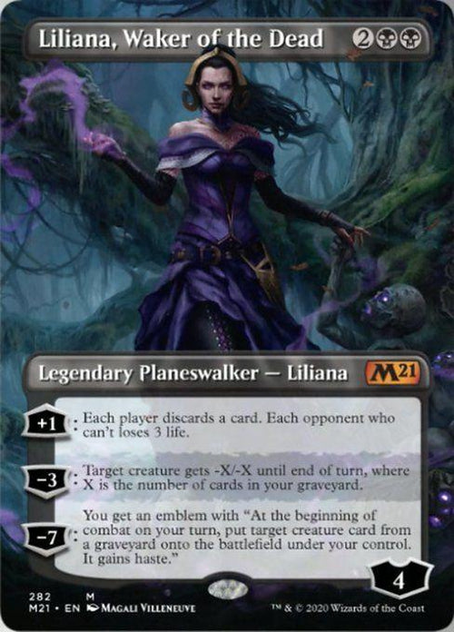 FOIL BORDERLESS - Liliana, Waker of the Dead 282 - Core Set 2021-Cherry Collectables