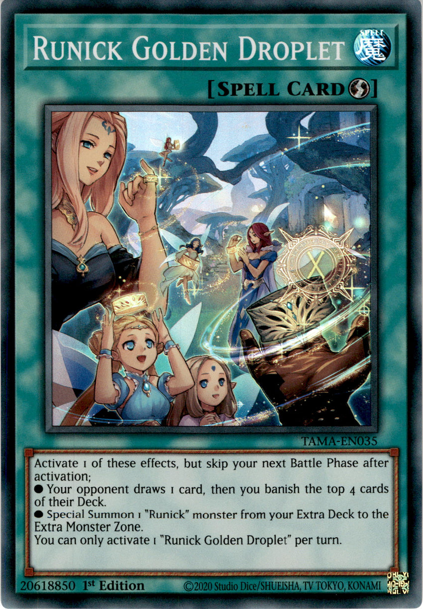 Runick Golden Droplet - TAMA-EN035 - Super Rare 1st Edition