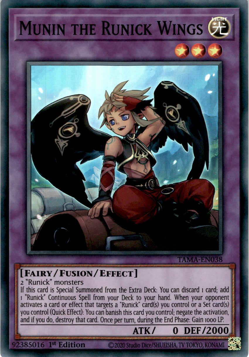 Munin the Runick Wings - TAMA-EN038 - Super Rare 1st Edition