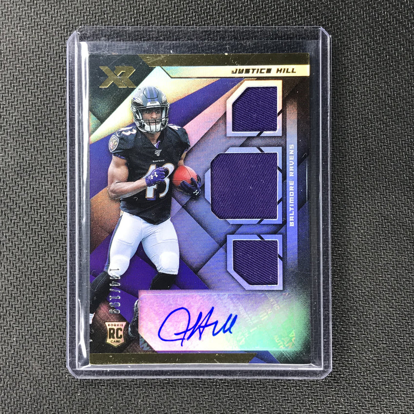 2019 XR JUSTICE HILL Rookie Triple Jersey Auto 144/199-Cherry Collectables